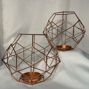 Source Unknown Copper Geometric Candle Holders set of 2